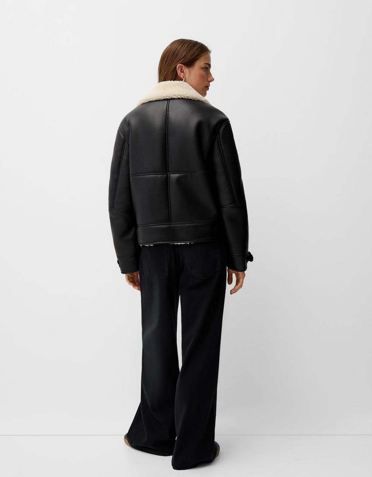 Sample - Faux shearling biker jacket