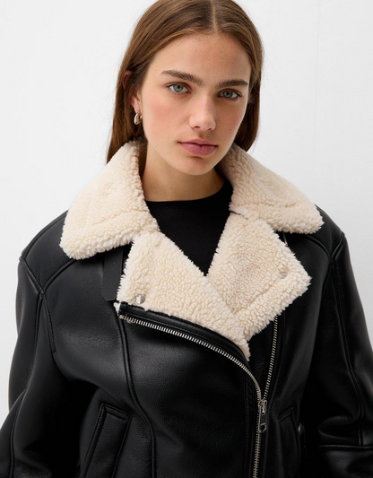 Sample - Faux shearling biker jacket