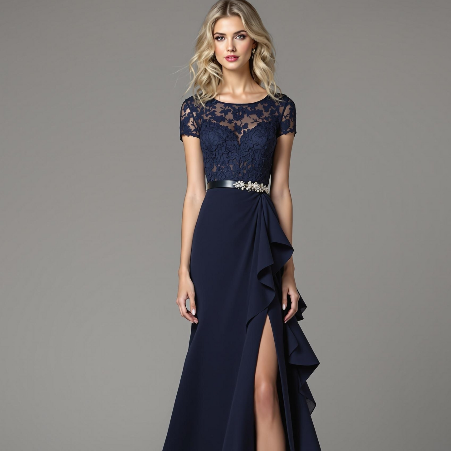 Robe Chic Taille Haute en Dentelle